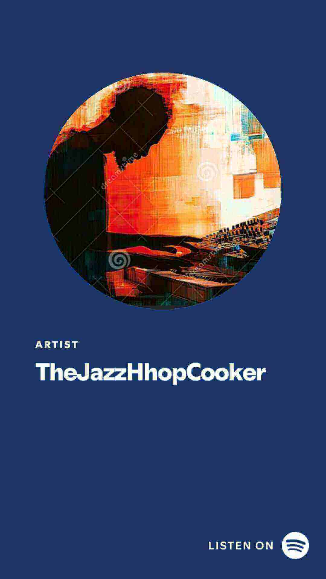 Jazz Hip Hop Music artist TheJazzHhopCooker graphic silhouette on vinyl turntable for streaming on Spotify